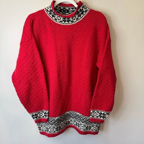 Vtg Gap Oversized Winter Wool Sweater Size Medium Nordic Baggy Fit Fair Isle Y2K - Picture 1 of 5